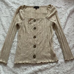 girls button down long sleeve sweater top